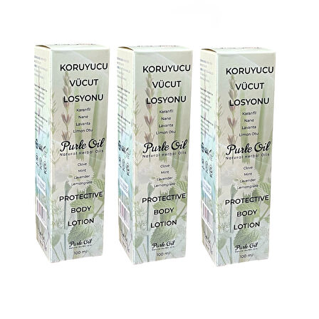 Doğal Sivrisinek ve Kene Kovucu Vücut Losyonu 100 ml, 3 Adet, Purle
