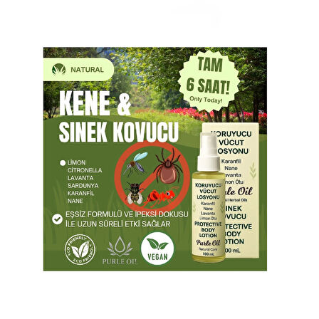 Doğal Sivrisinek ve Kene Kovucu Vücut Losyonu 100 ml, 1 Adet, Purle