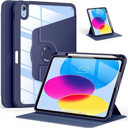 Apple iPad Air 10.9 2022 (10.Nesil) Uyumlu 360° Dönebilen Standlı Pino Tablet Kılıfı 