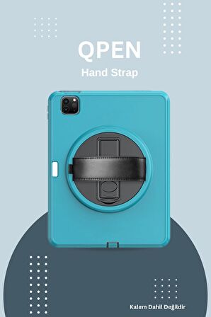 Qpen iPad Air 10.9 inç 3/4/5 Nesil Uyumlu Hand Strap Tablet Kılıfı