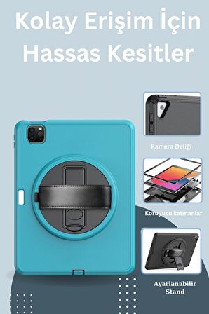 Qpen iPad Air 10.9 inç 3/4/5 Nesil Uyumlu Hand Strap Tablet Kılıfı
