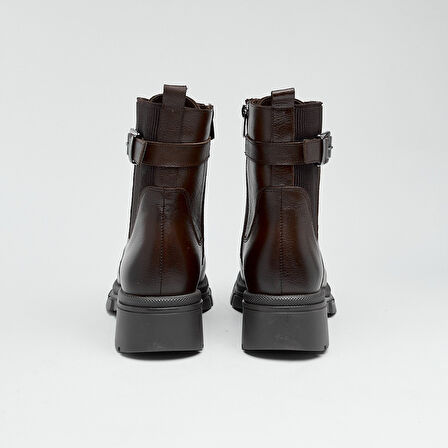 Hakiki Deri Fermuarlı Kadın Bot 