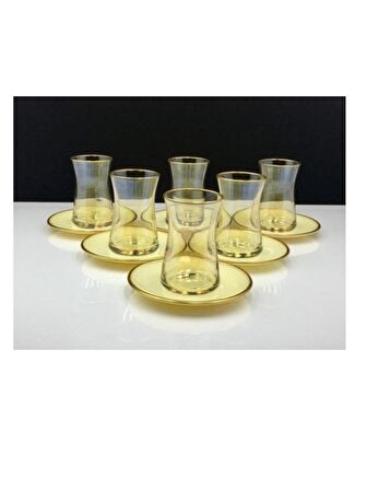 Paşabahçe 95483 Krem Lüster Mat Altın Çay Bardağı Seti