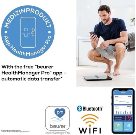  Beurer Bf 980 Wifi Bağlantılı Vücut Analiz Tartısı ITO Güvenlik Camı ve Dijital Ekran