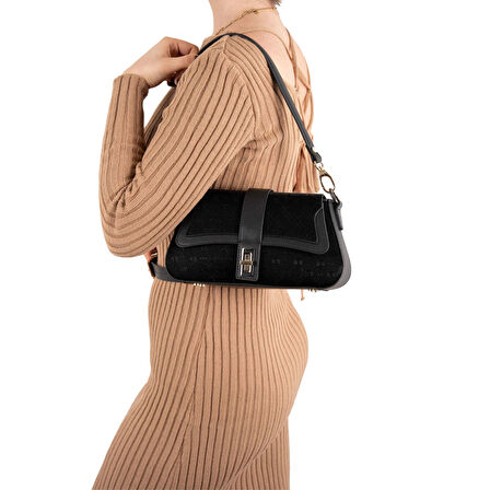 Silver Polo  Kadın Çapraz Çanta 1177-46295 SILVER POLO ÇAPRAZ BAYAN ÇANTASI M158 SİYAH-NOVA SİYAH