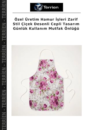 Özel Üretim Hamur İşleri Zarif Stil Çiçek Desenli Cepli Tasarım Günlük Kullanım Mutfak Önlüğü