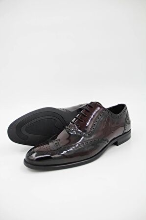 202-1 Erkek Rugan Ayakkabı - Bordo