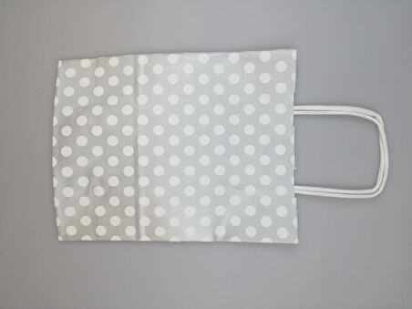 KRAFT KAĞIT ÇANTA GÜMÜŞ/GRİ PUANLI 18CM X 24CM - 1 ADET