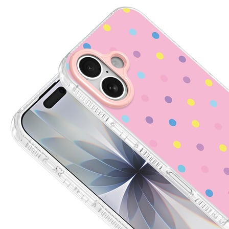 iPhone 16 Airbag Korumalı Darbe Emici Puantiye Desenli Potik Sert PC Arka Kapak