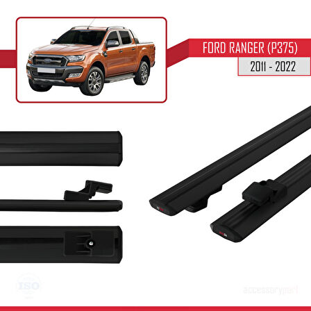 Ford Ranger (P375) 2011-2022 Arası ile Uyumlu BASIC Model Ara Atkı Tavan Barı Siyah 2 Adet