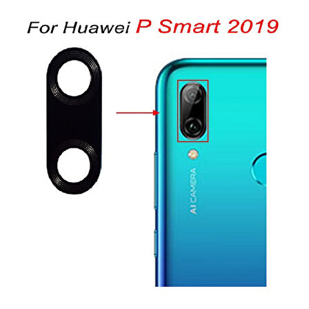 Huawei Uyumlu P Smart 2019  Arka Kamera Camı Lens Yapışkanlı