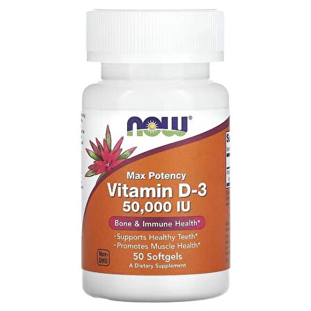 NOW Foods, Vitamin D3 Max Potency, 50,000 IU, 50 Softgels