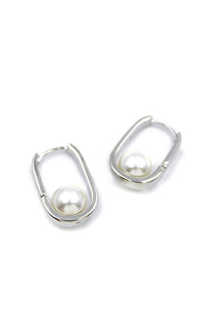 İncili Halka Küpe - Gümüş