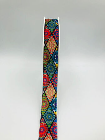 5 Metre Desenli Kadife Kurdele 25 mm, Keten, Saten, Kadife, ohça, Süsleme, Çeyiz, Gelin, Nişan, Söz, Paketleme, Fiyonk