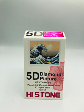 30x40 Boncuklu Kanagawa Dalgası Taş İşleme Mozaik Elmas Goblen Tablo Resim Boncuk Puzzle Dıamond Paıntıng Hı Stone