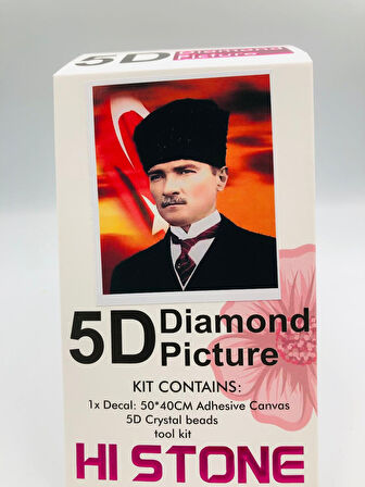 50x40 Boncuklu Atatürk Taş Mozaik Elmas Goblen Pano Tablo Resim Boncuk Puzzle Dıamond Paıntıng Hı Stone