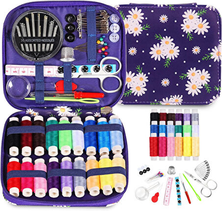 Dikiş Seti - Fermuarlı Seyahat- Yolculuk İçin Taşınabilir Çeyiz Dikiş Kutusu