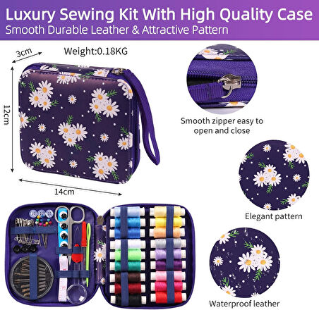 Dikiş Seti - Fermuarlı Seyahat- Yolculuk İçin Taşınabilir Çeyiz Dikiş Kutusu