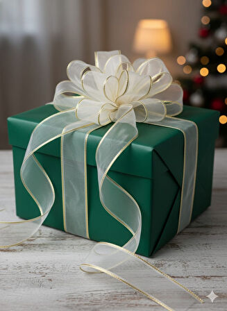 5 Metre Organze Kurdele 4 cm Genişlik, Simli Organze Kurdele, Paket Kurdele, Bohça Kurdele, Süsleme