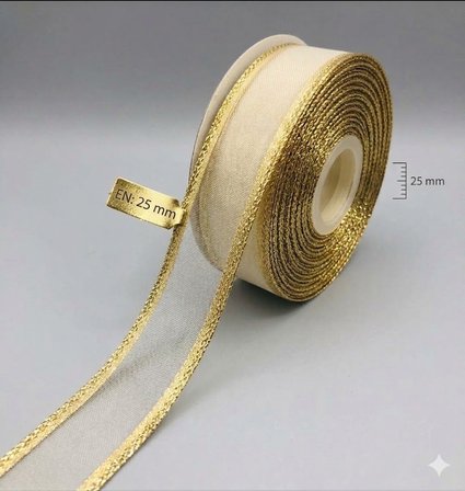 5 Metre Organze Kurdele 2.5 cm (25 mm) Genişlik, Simli Organze Kurdele, Paket Kurdele, Bohça Kurdele, Süsleme
