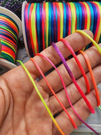10 metre - Ebruli Sıçan Kuyruğu Floş İp, Örgü İpi Neon Renk, Saç Örgü İpi Çanta Örme İpi Makrome İpi