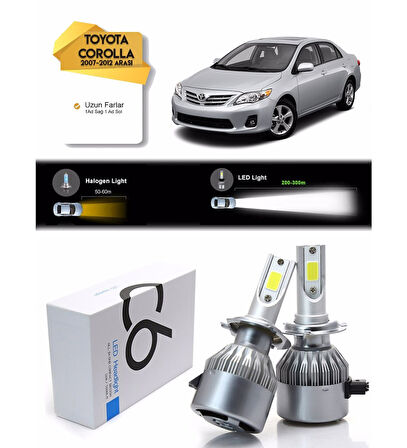 Toyota Corolla Uzun Far Led Xenon Şimşek Etkili 2007-2013 Arası