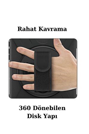 M10 HD X306F Uyumlu Defender Tablet Kılıfı Askılı 360° Dönebilir Standlı Tam Koruma