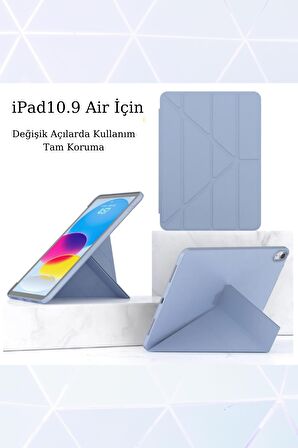 Apple iPad Air 10.9 2022 (5.Nesil) Uyumlu Kılıf Kalemlikli Katlanabilen Standlı Akıllı Tablet Kılıfı