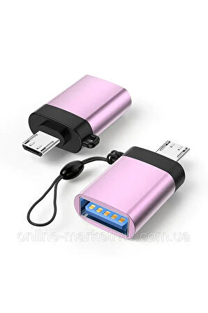 Metal Micro USB Aparat - Dönüştürücü Pembe