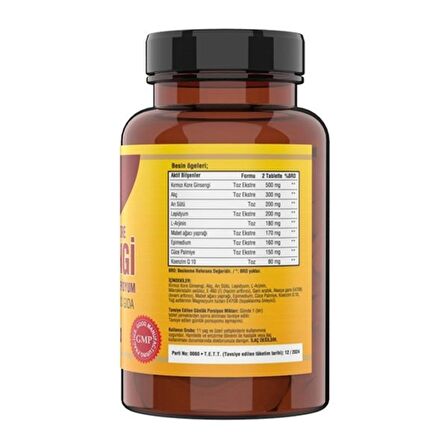 Korean Red Ginseng 120 Tablet Alıç Arı Sütü L Arginin Erkeklere Özel Formül