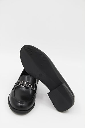 X-Trend 2534 Tokalı Deri Kadın Babet - Siyah