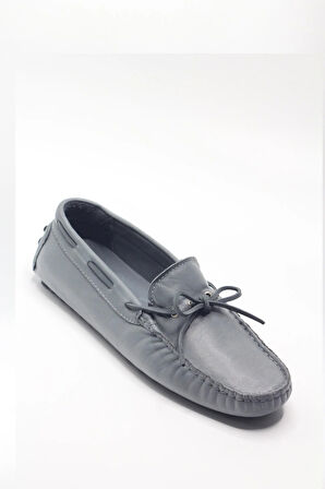 Gri Hakiki Deri Snekear Erkek Ayakkabı 3791-G02