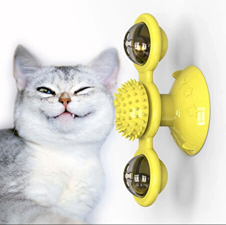 Vantuzlu Fırıldak Toplu Dönen Şeffaf Depo Tasarım İnteraktif Kedi Oyuncağı