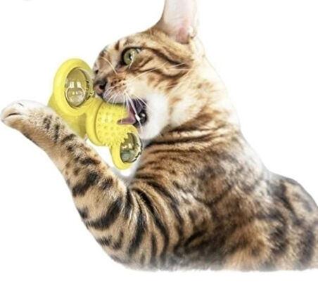 Vantuzlu Fırıldak Toplu Dönen Şeffaf Depo Tasarım İnteraktif Kedi Oyuncağı