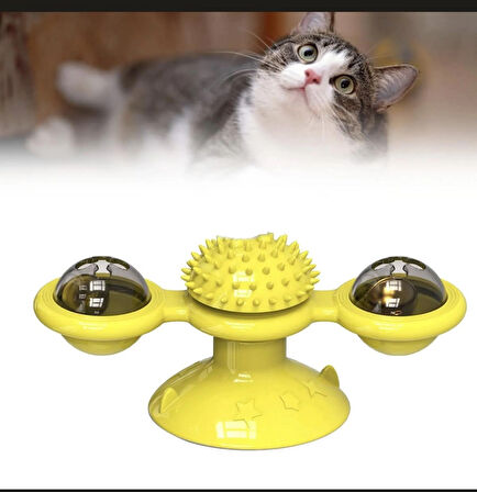 Vantuzlu Fırıldak Toplu Dönen Şeffaf Depo Tasarım İnteraktif Kedi Oyuncağı
