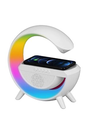 Kablosuz şarj Özellikli Fuchsia Bluetooth Hoparlör RGB Masaüstü Lamba