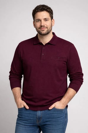 TÜYLENME YAPMAYAN SELANİK ÖRGÜ ,PAMUKLU ,POLO YAKALI, CEPLİ, BABA KAZAĞI.BORDO 5XL-6XL