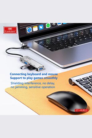 Fuchsia USB 3.0 Portlu Type-C Hub Çoklayıcı Adapter