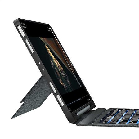 Apple iPad Air 11 İnç 2021 (4.Nesil) Uyumlu Fuchsia Mag Touch Bluetooth Klavyeli Standlı Mıknatıslı Tablet Kılıfı