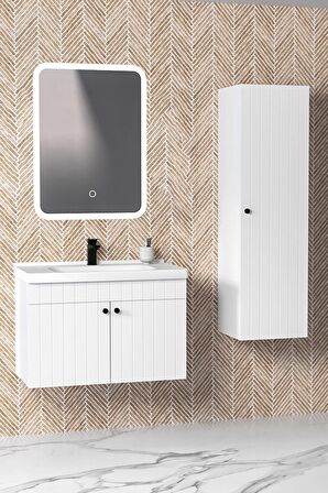 Avien 80 Cm Banyo Dolabı Cmr Led Aynalı - Boy Dolap Dahil