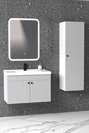 Avien 80 Cm Banyo Dolabı Cmr Led Aynalı - Boy Dolap Dahil