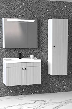 Avien 80 Cm Banyo Dolabı Npl Led Aynalı - Boy Dolap Dahil