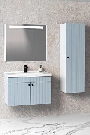 Avien 80 Cm Banyo Dolabı Npl Led Aynalı - Boy Dolap Dahil