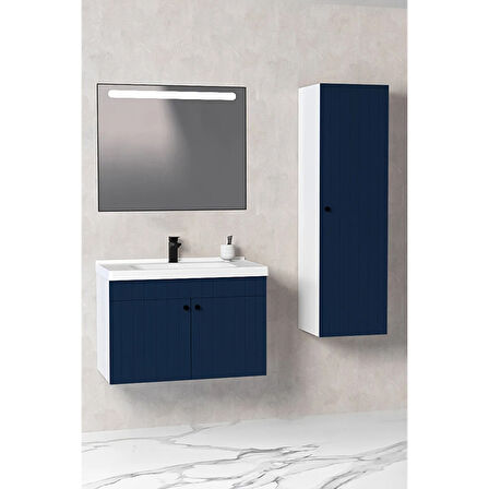 Avien 80 Cm Banyo Dolabı Lvn Led Aynalı - Boy Dolap Dahil