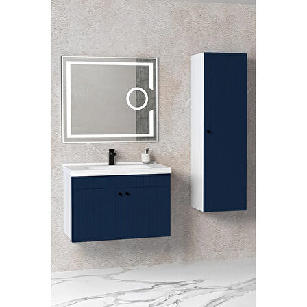 Avien 80 Cm Banyo Dolabı Kiev Led Aynalı - Boy Dolap Dahil