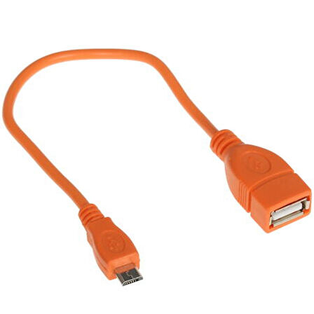 Turuncu Micro USB- Dişi USB OTG (On The Go) Data, Şarj Kablosu