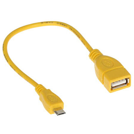 Sarı Micro USB- Dişi USB OTG (On The Go) Data, Şarj Kablosu