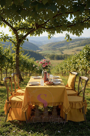 HARDAL RENK EL YAPIMI BULDAN YIKANMIS KETEN 4 TARAFI FIRFIRLI SANDALYE MİNDERİ