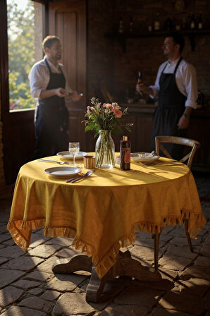 HARDAL RENK EL YAPIMI BULDAN YIKANMIS KETEN 4 TARAFI FIRFIRLI SANDALYE MİNDERİ