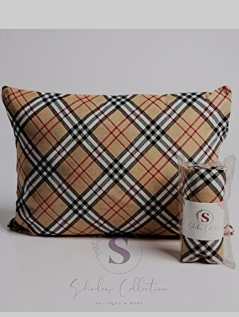 Shules Collection Burberry Tek Kişilik Lastikli Çarşaf+Yastık Kılıfı